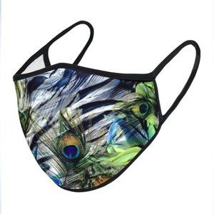 Peacock Print Face Mask-Adult